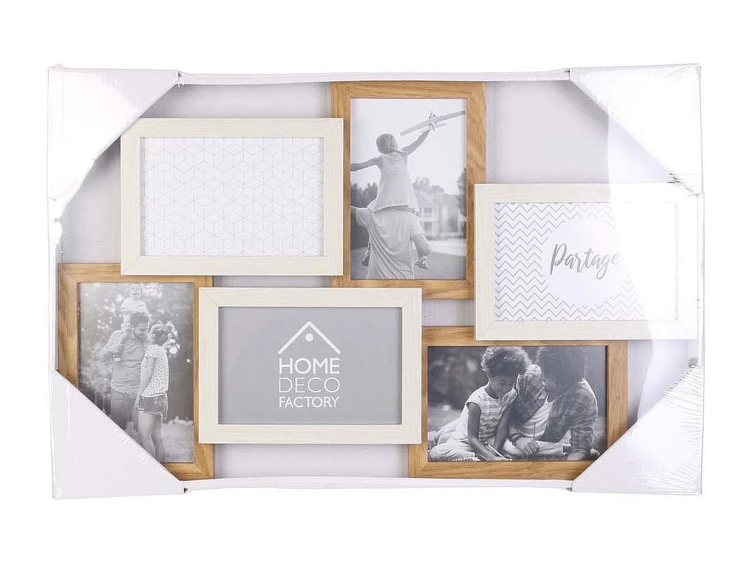 Pele-mele 6 Vues Bois Et Blanc Beige, Blanc