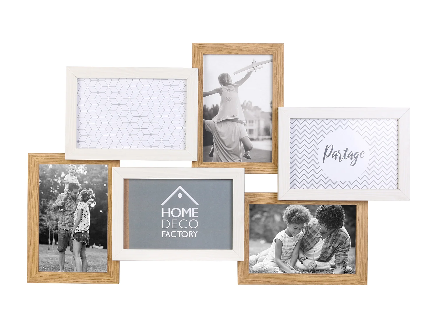 Pele-mele 6 Vues Bois Et Blanc Beige, Blanc