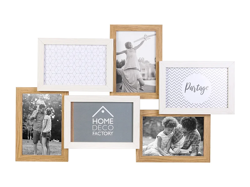 Pele-mele 6 Vues Bois Et Blanc Beige, Blanc