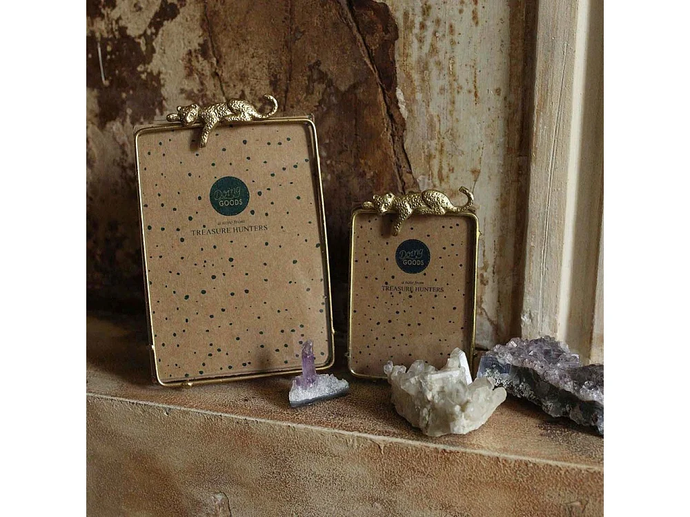 Portafoto Jenna Leopard in ottone riciclato 11,5 x 7,5 cm