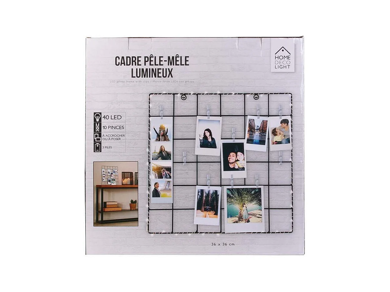 Cadre Photo Led Avec Pinces Noir