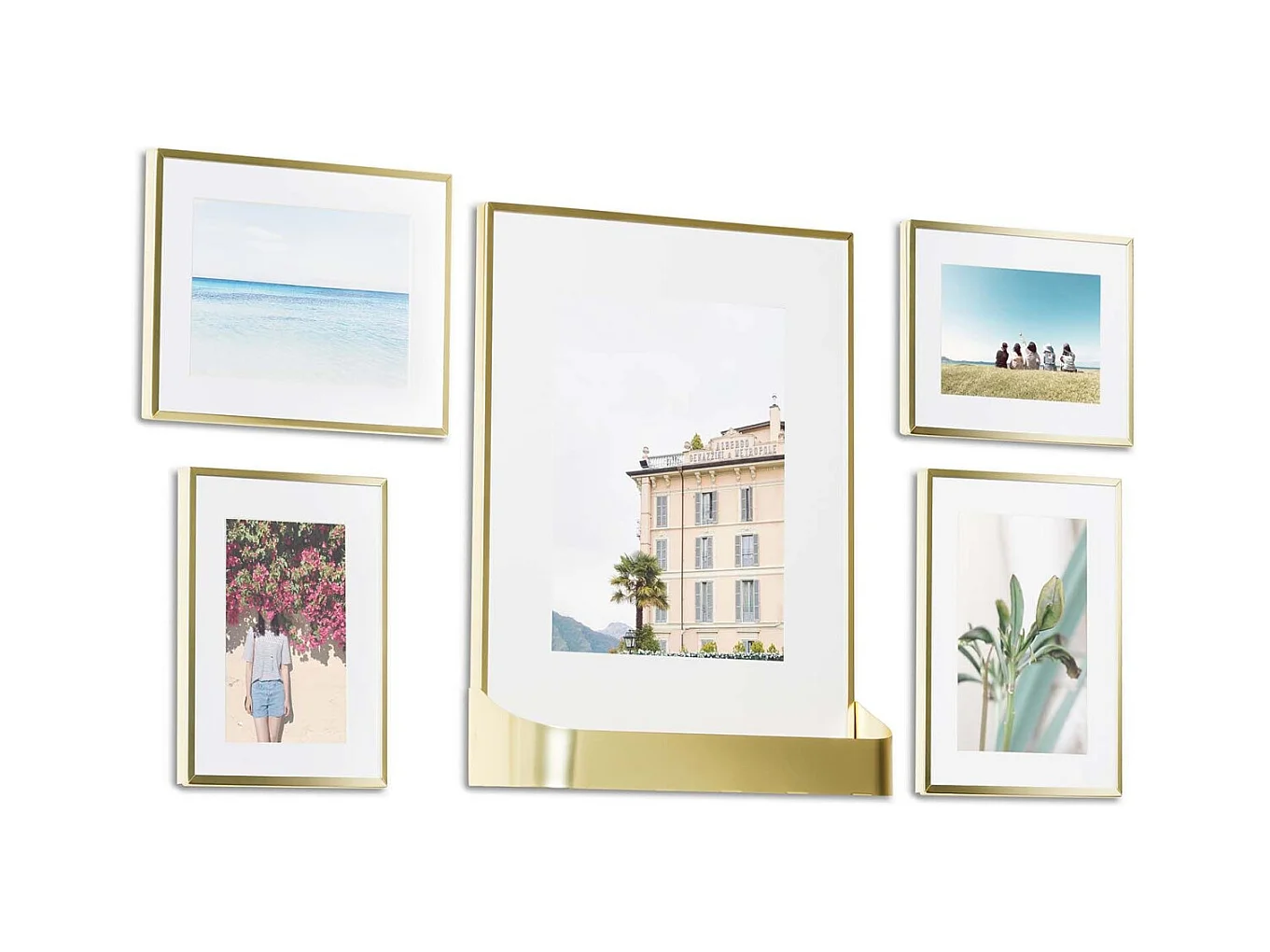 Ensemble 5 cadres photos dorés Matinée