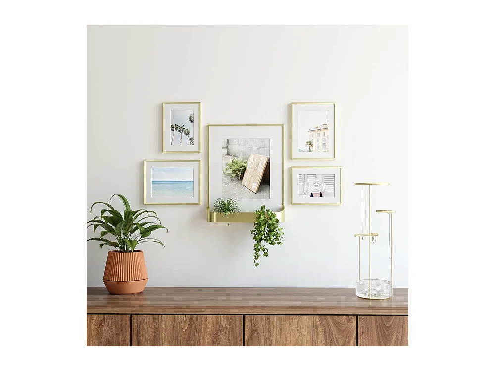 Ensemble 5 cadres photos dorés Matinée