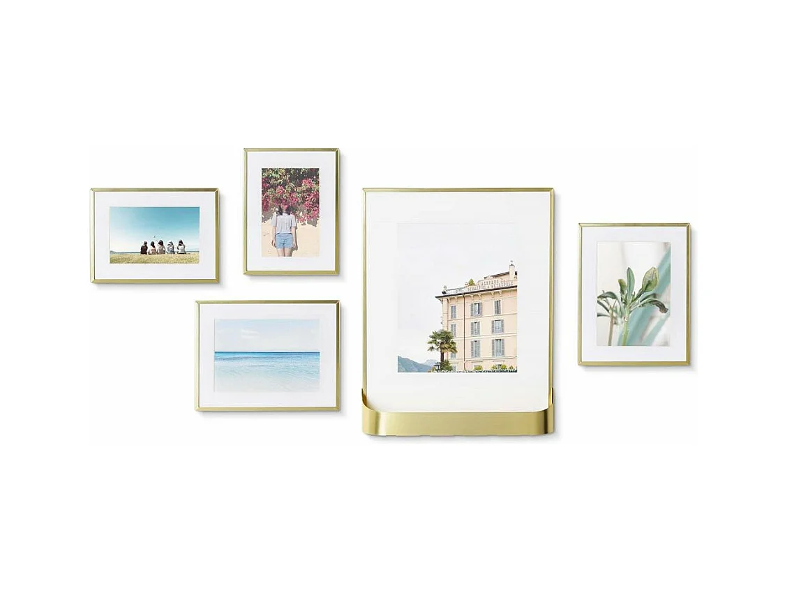Ensemble 5 cadres photos dorés Matinée