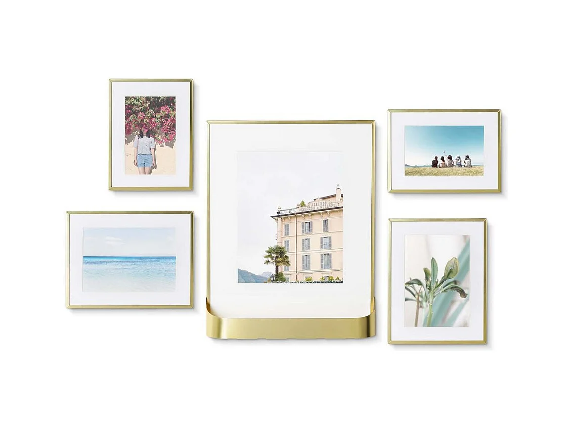 Ensemble 5 cadres photos dorés Matinée