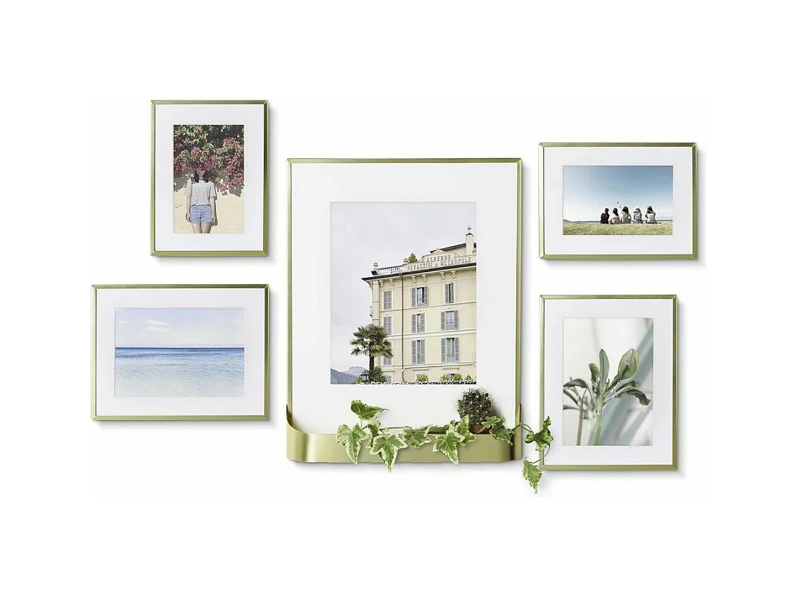 Ensemble 5 cadres photos dorés Matinée