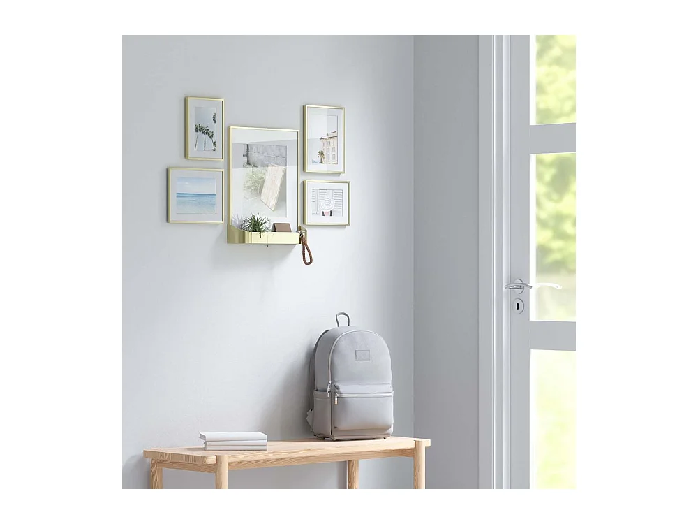 Ensemble 5 cadres photos dorés Matinée