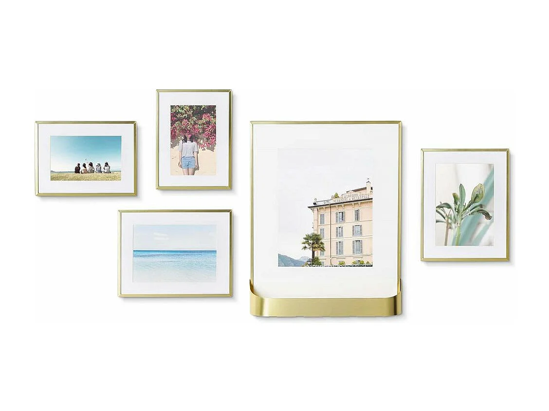 Ensemble 5 cadres photos dorés Matinée