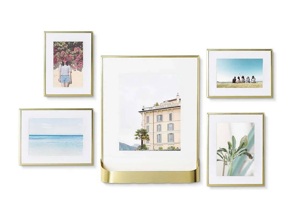 Ensemble 5 cadres photos dorés Matinée