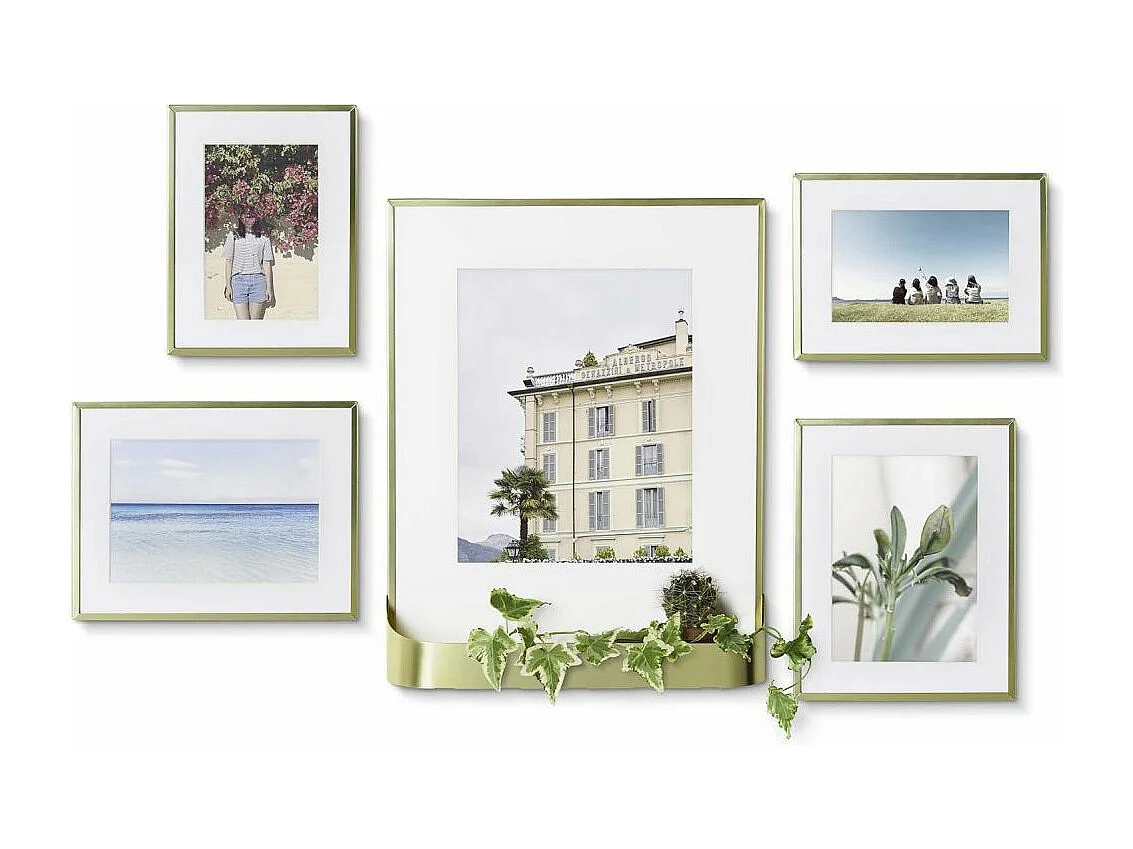 Ensemble 5 cadres photos dorés Matinée