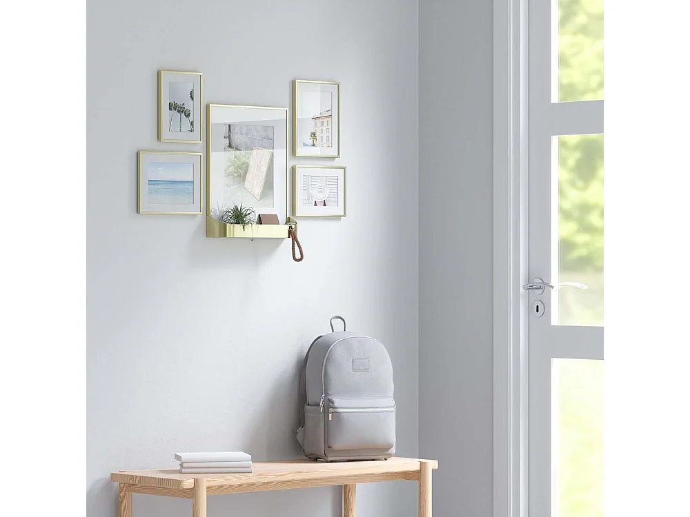 Ensemble 5 cadres photos dorés Matinée