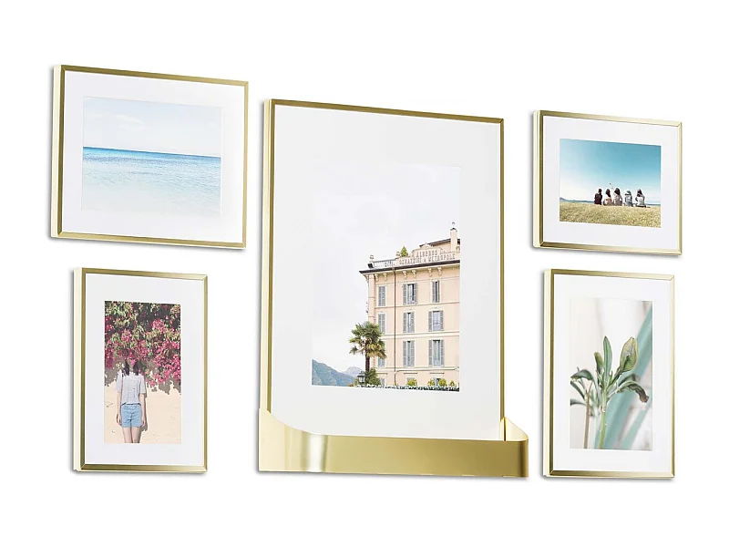 Ensemble 5 cadres photos dorés Matinée