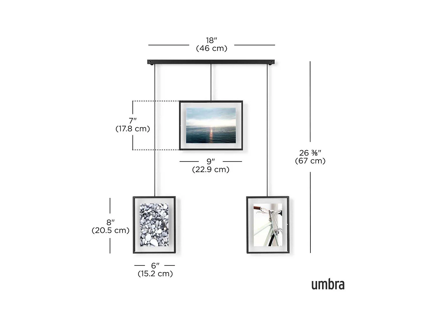 Porte photos escalier 3 cadres Exhibit