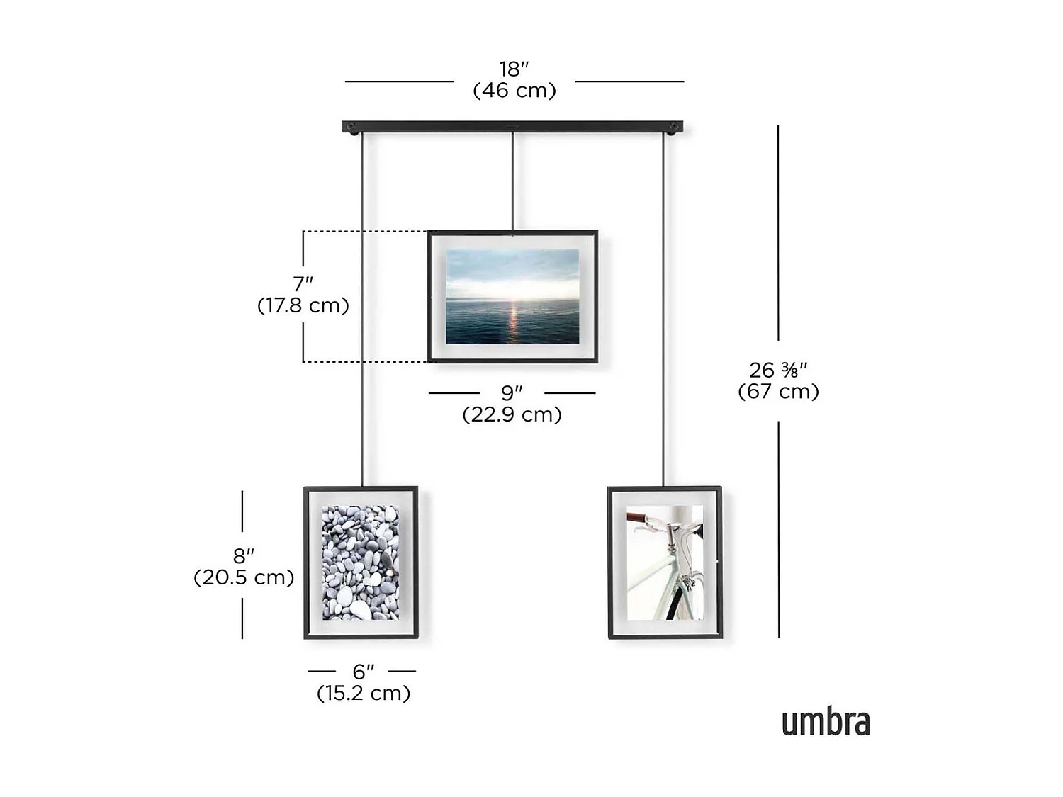 Porte photos escalier 3 cadres Exhibit