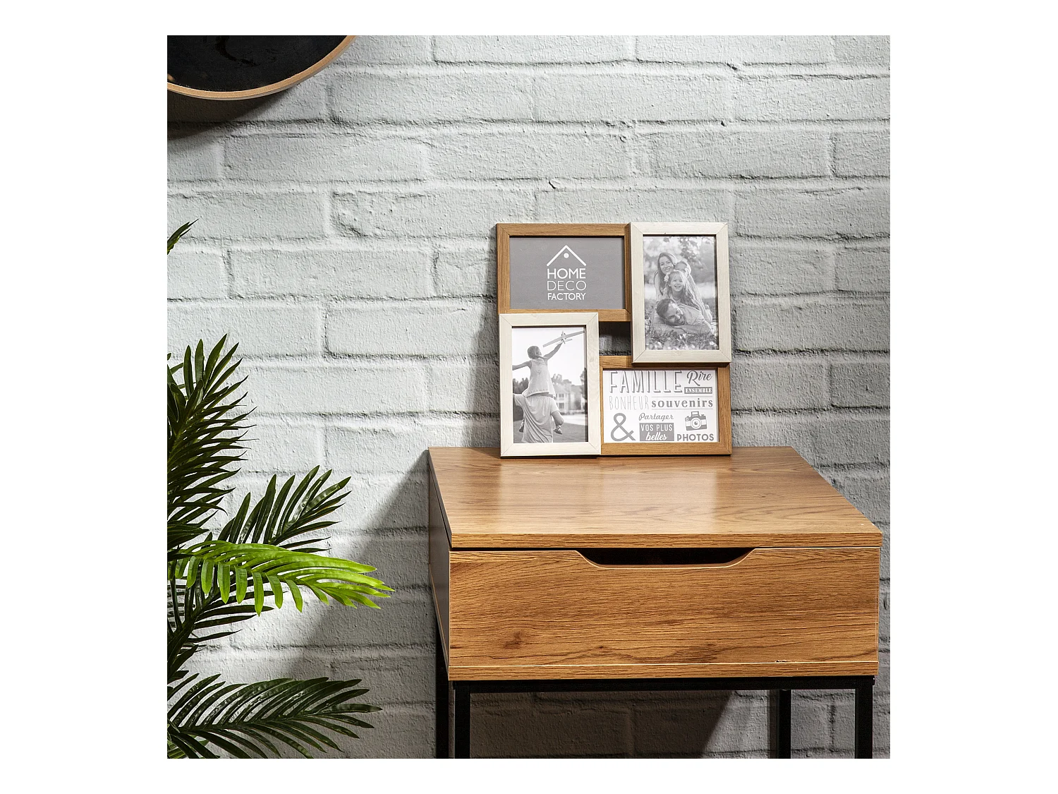 Collage di foto in bianco e legno 10 x 15 cm Famiglia 4 foto