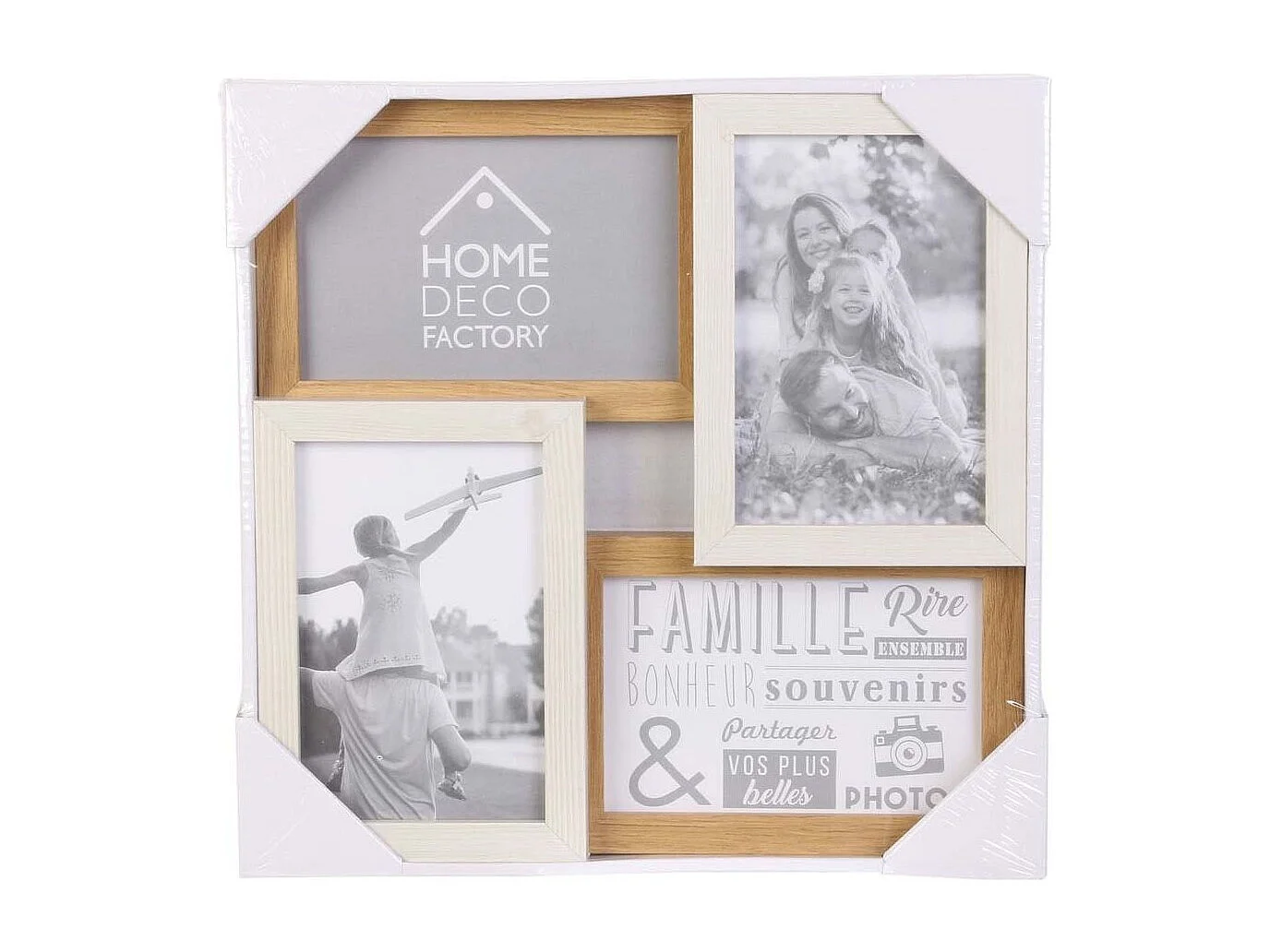 Pele-mele 4 Vues Bois Et Blanc Marron, Beige