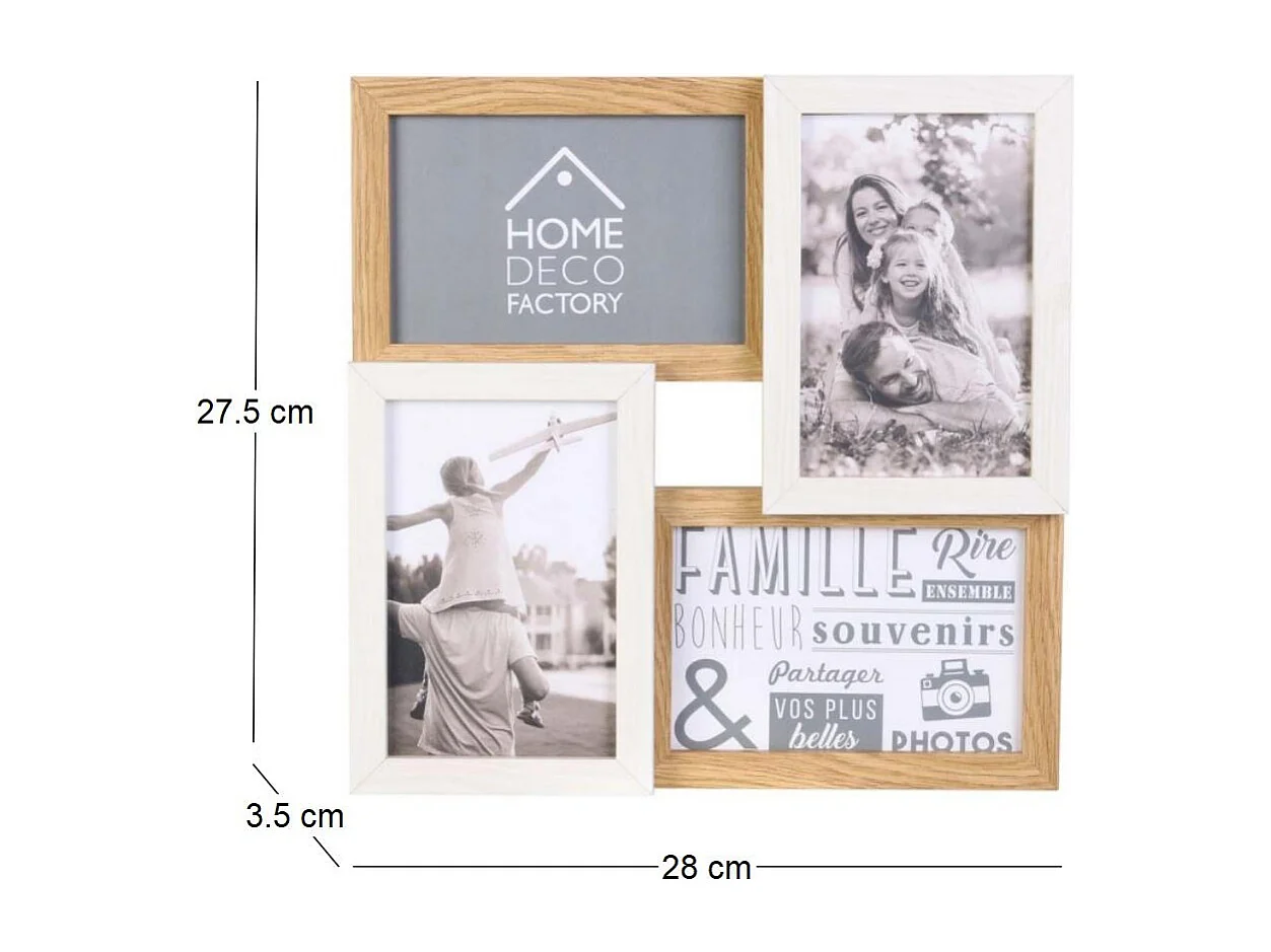Pêle-mêle Wit Hout 4 Foto's 10x15 cm Klassieke Stijl