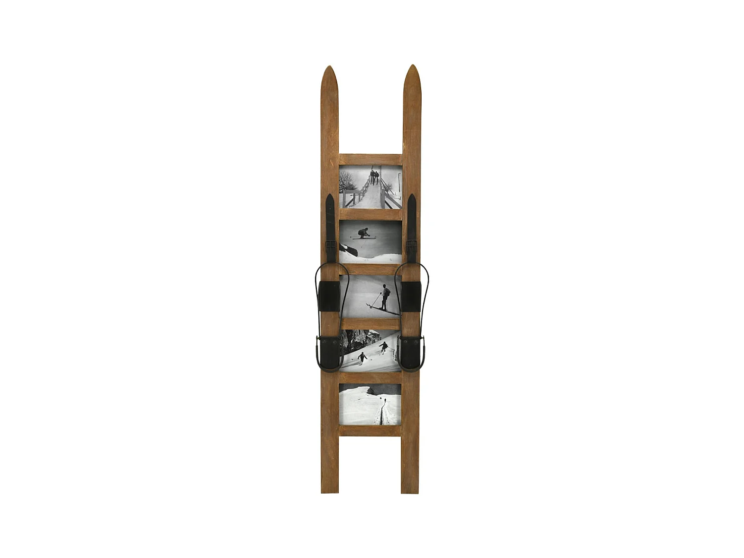 Cadre photo skis en bois et verre