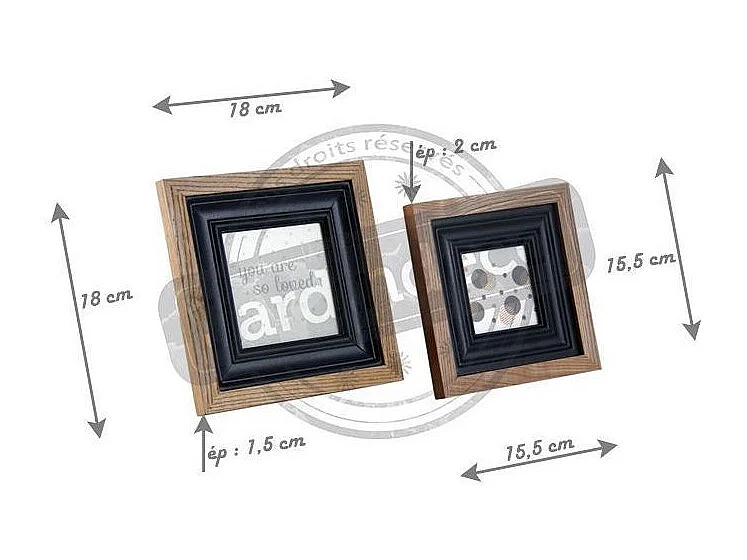 Cadre photo en bois et verre (Lot de 2)
