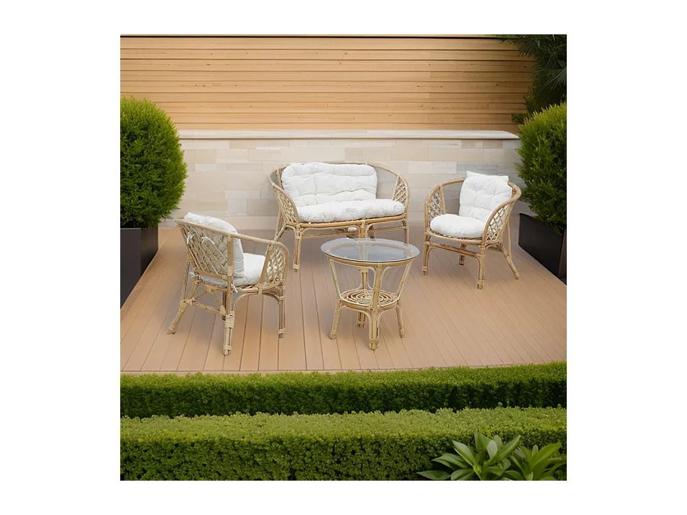 Salon en rotin naturel