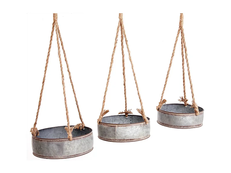 Set portes plantes à suspendre en zinc (Lot de 3)