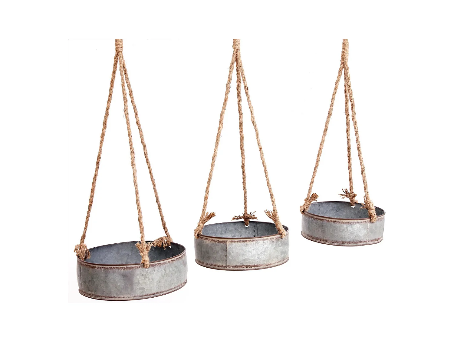 Set portes plantes à suspendre en zinc (Lot de 3)