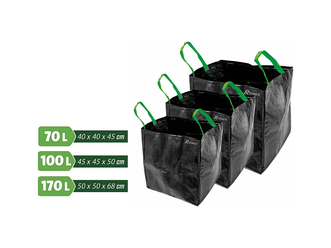 Lot de 3 sacs de jardin multifonctions 70l / 100l / 170l