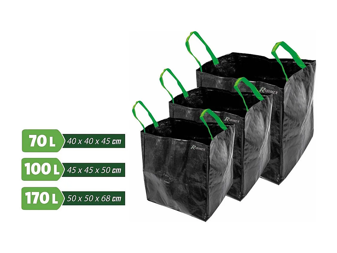 Lot de 3 sacs de jardin multifonctions 70l / 100l / 170l