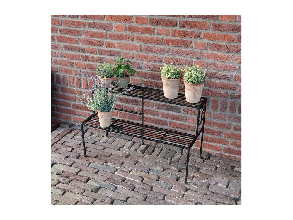 Etagère à plantes pliante en fer 2 niveaux