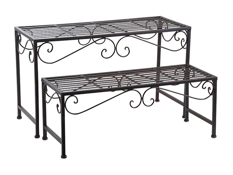 Sellettes porte-plantes en métal vieilli (Lot de 2)