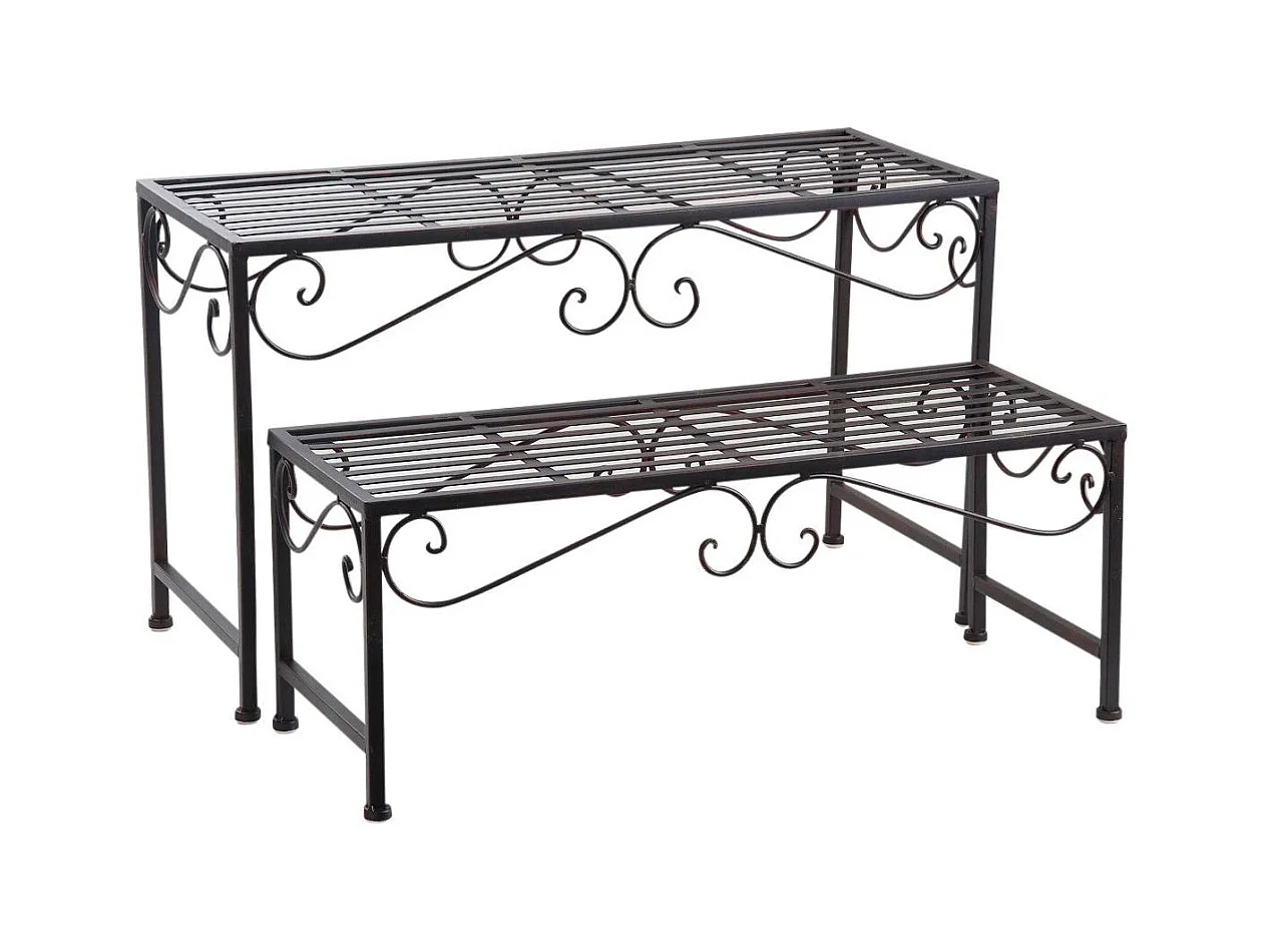 Sellettes porte-plantes en métal vieilli (Lot de 2)