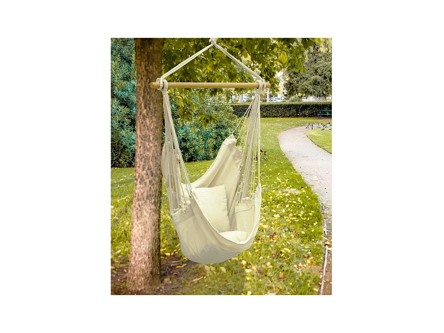 Fauteuil hamac en coton et cordes écru