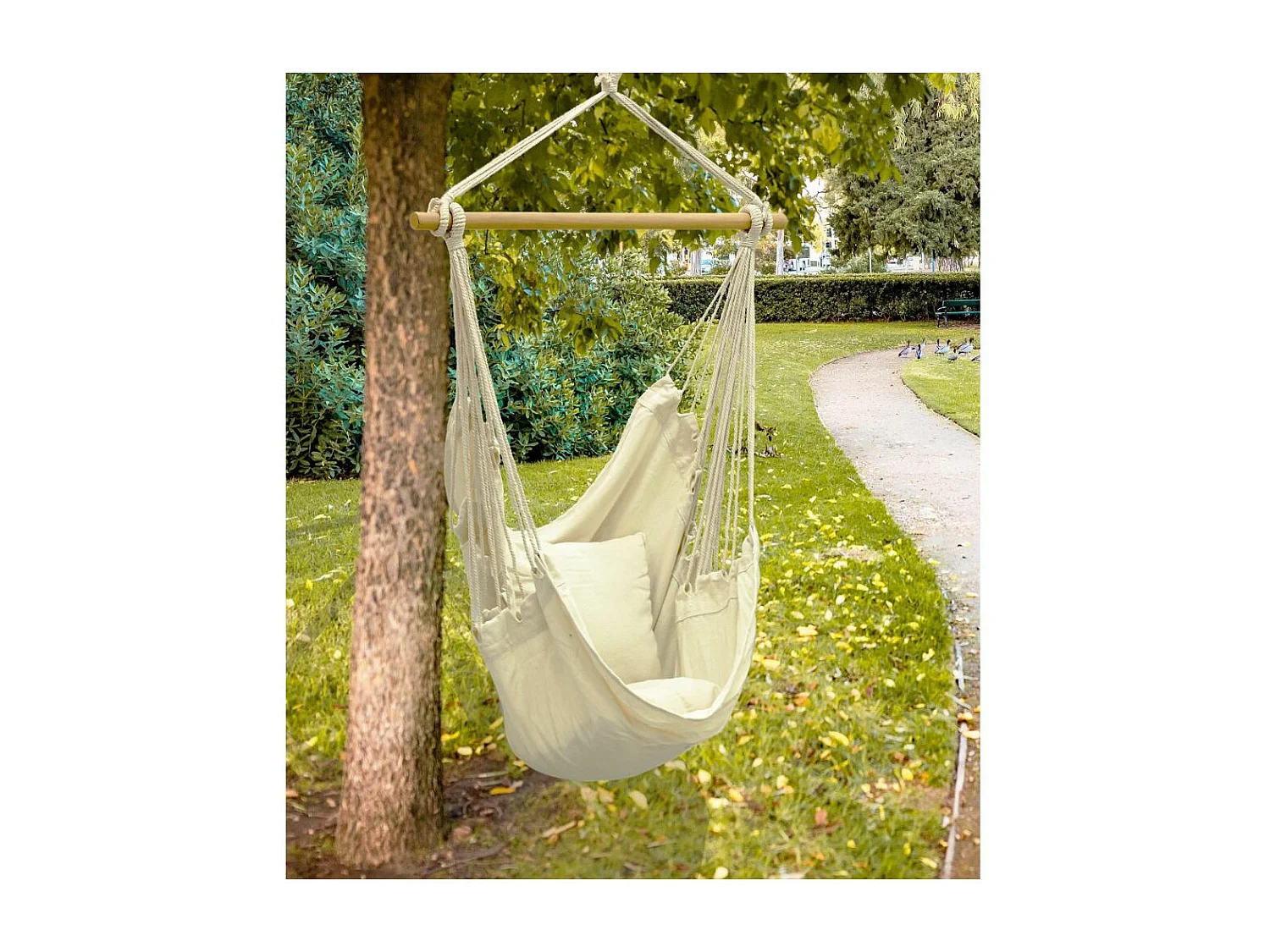 Fauteuil hamac en coton et cordes écru