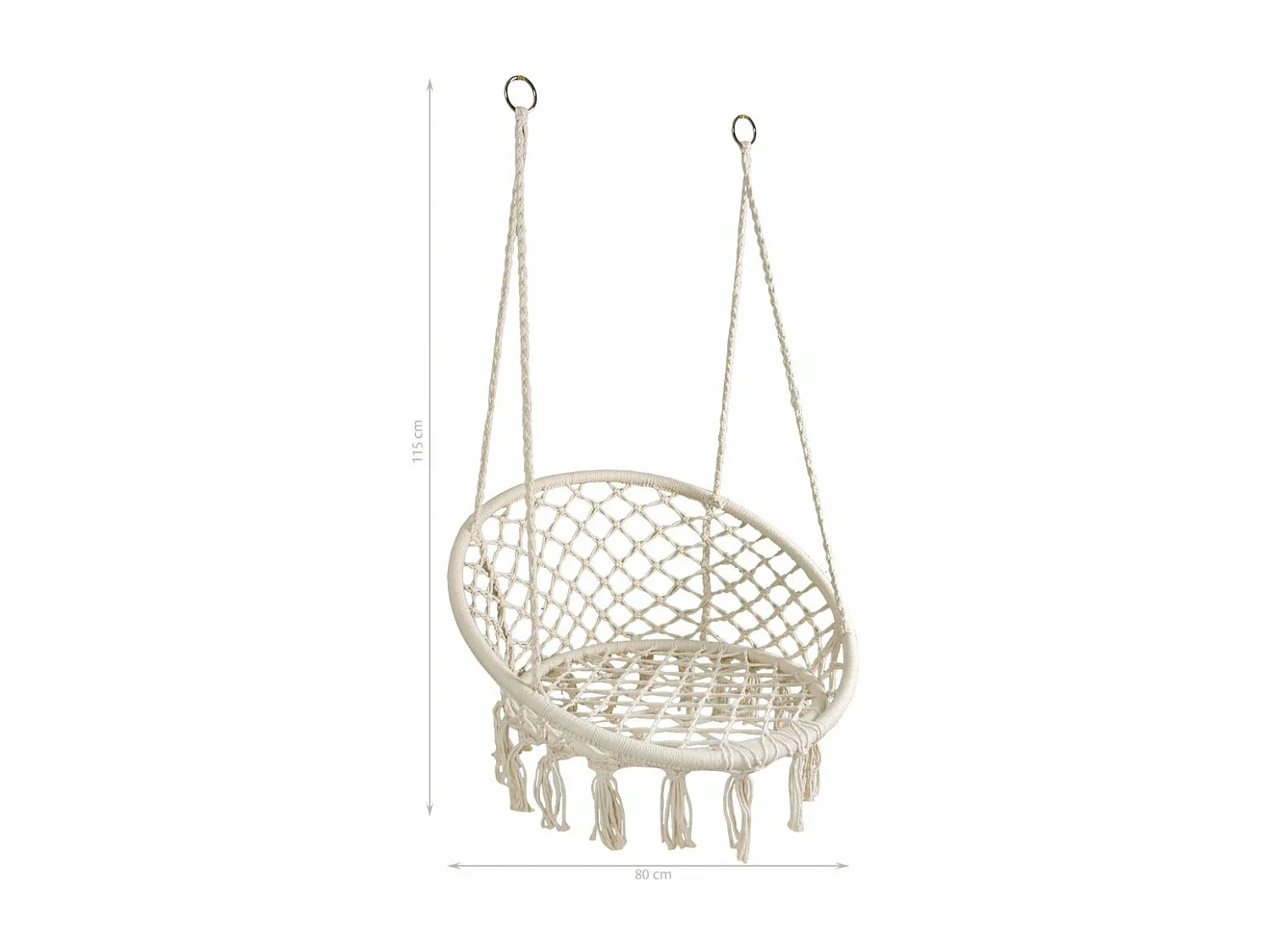 Runder Hängematte-Sessel aus Baumwolle und Metall