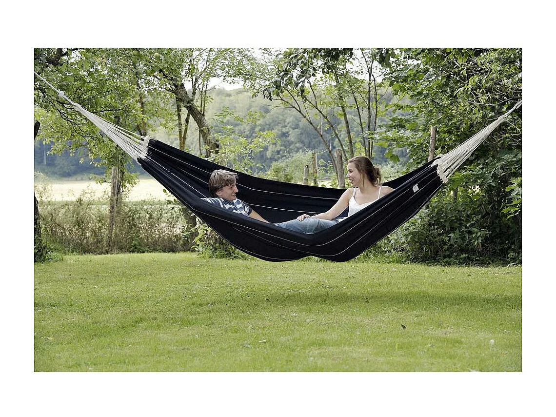 Doppelhängematte aus Baumwolle "Barbados" (schwarz)