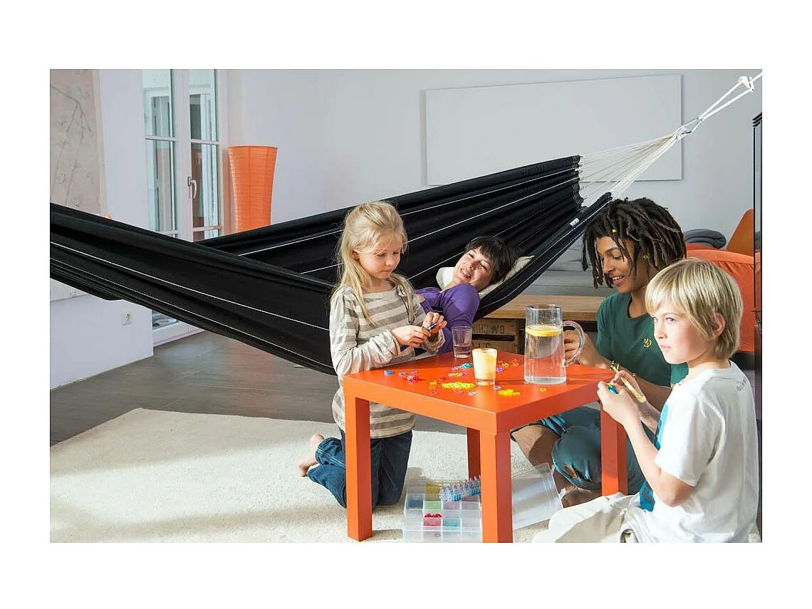 Doppelhängematte aus Baumwolle "Barbados" (schwarz)