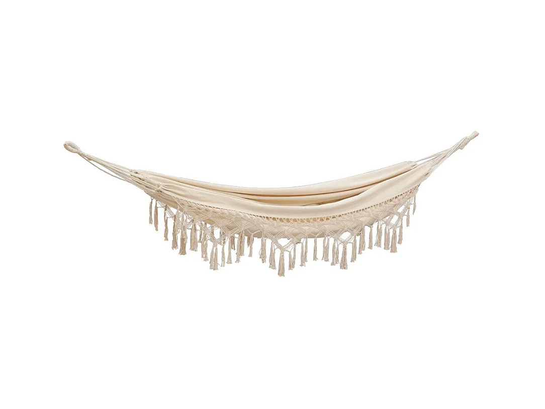 Hamac en coton écru à franges
