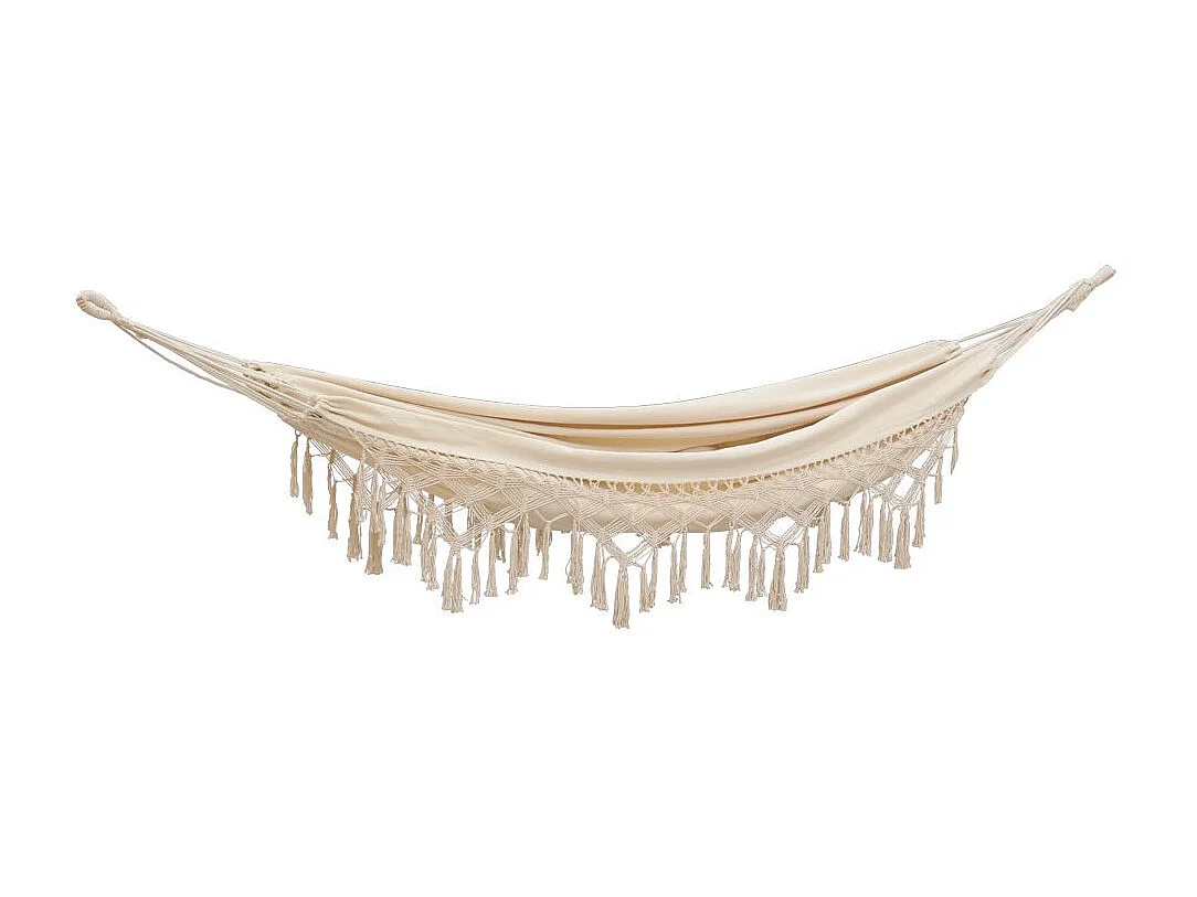 Hamac en coton écru à franges