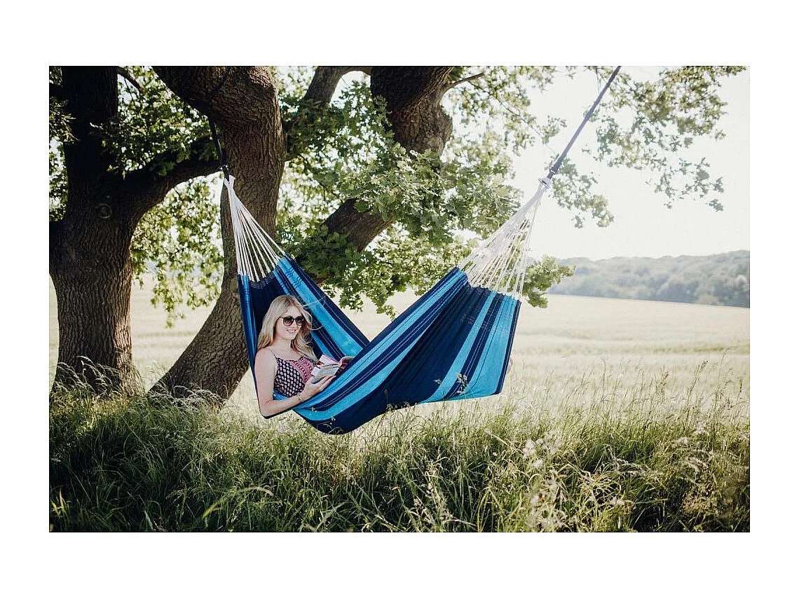 Hamac artisanal en coton Santana Bleu