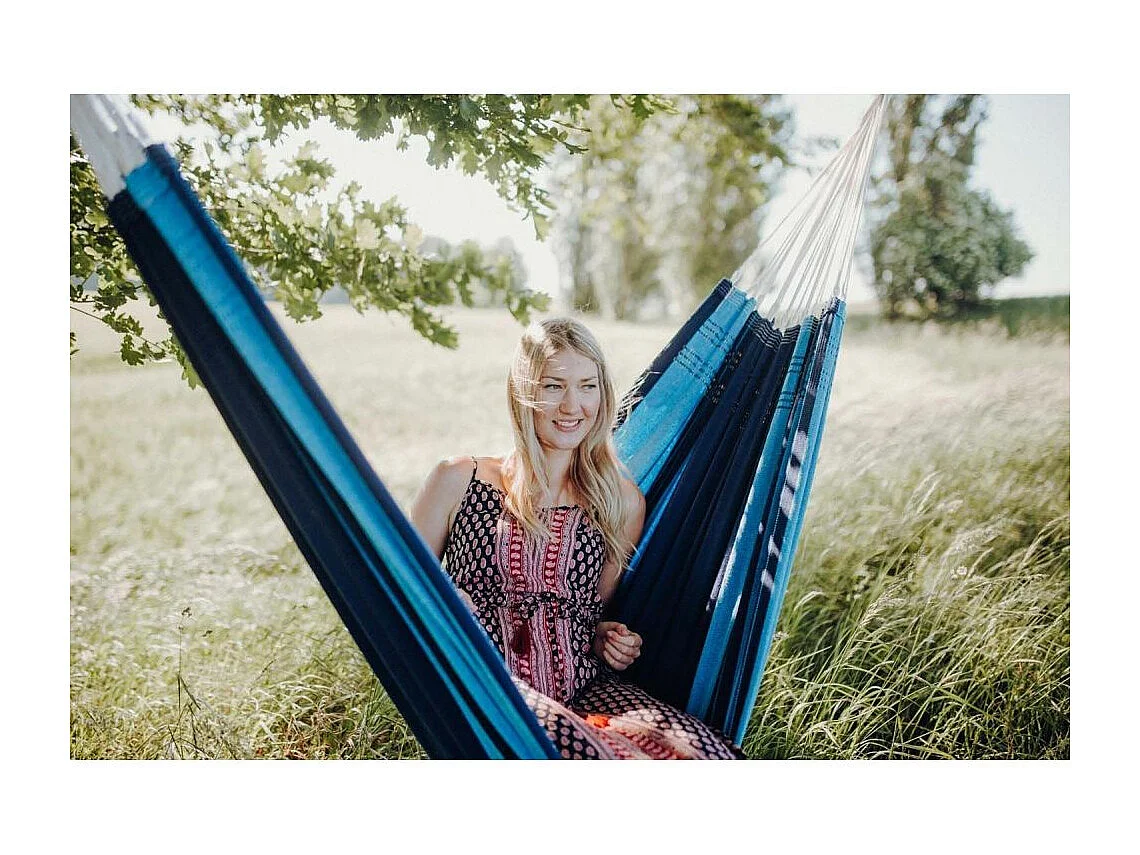 Hamac artisanal en coton Santana Bleu