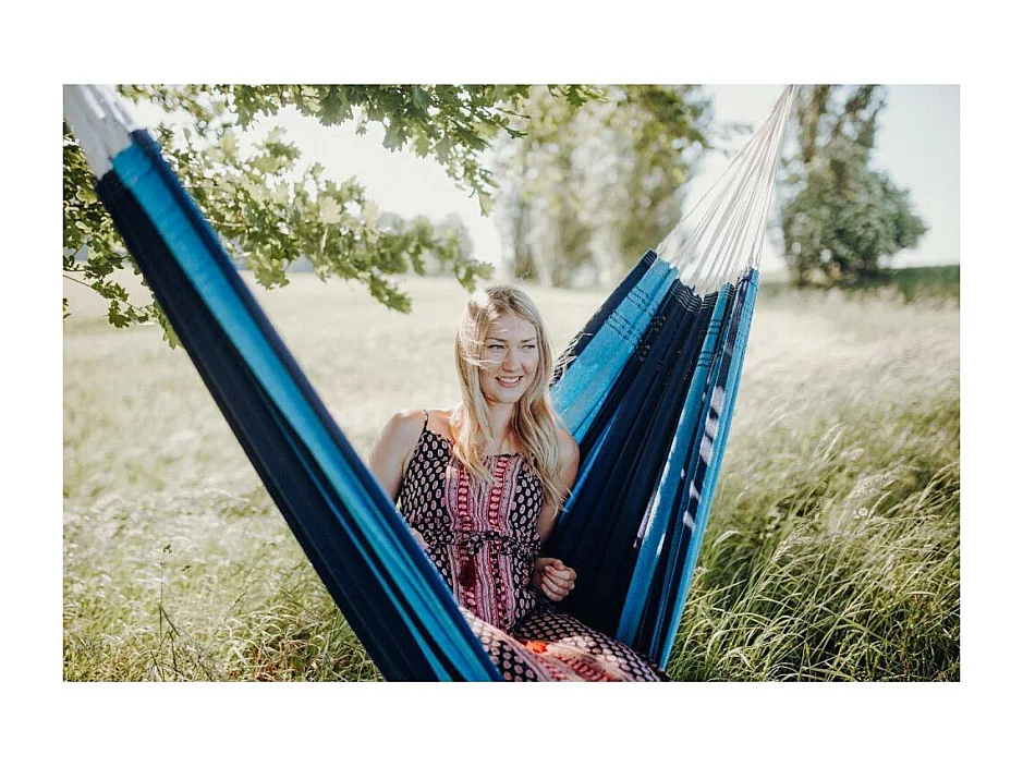 Hamac artisanal en coton Santana Bleu