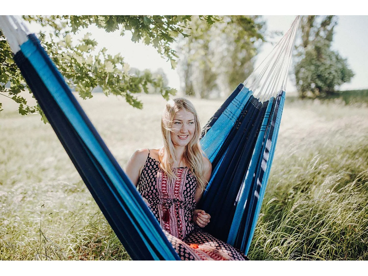 Hamac artisanal en coton Santana Bleu