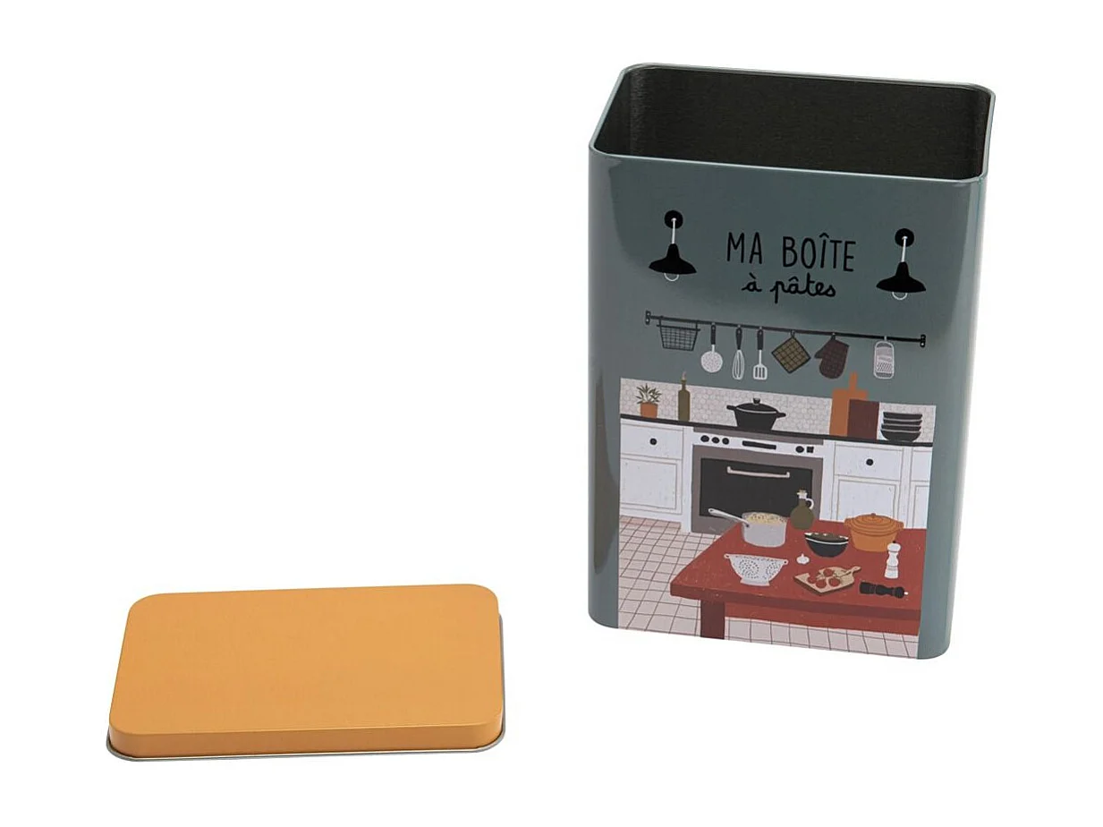 Boîte à pâtes en métal avec imprimés