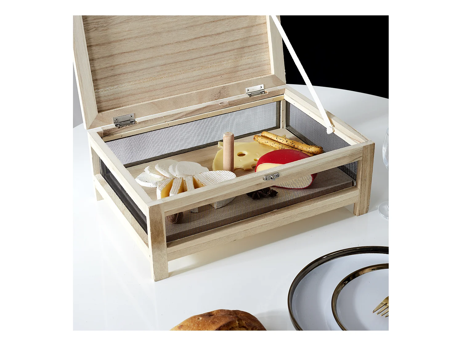 Cave A Fromage Avec Plateau Service Bois Beige