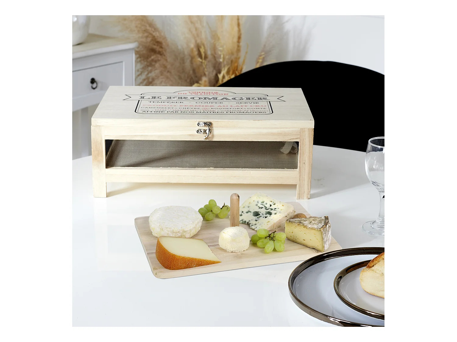 Cave A Fromage Avec Plateau Service Bois Beige