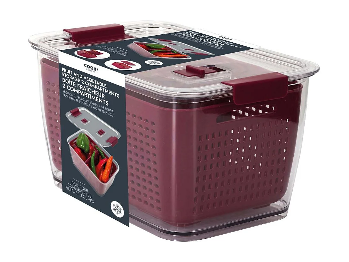 Boite Fraicheur Fruit Legume 2 Compartiments Violet