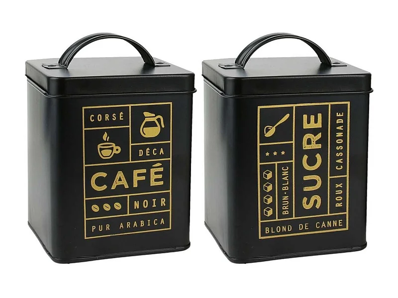 Scatola Nora in metallo nero opaco (Set di 2)