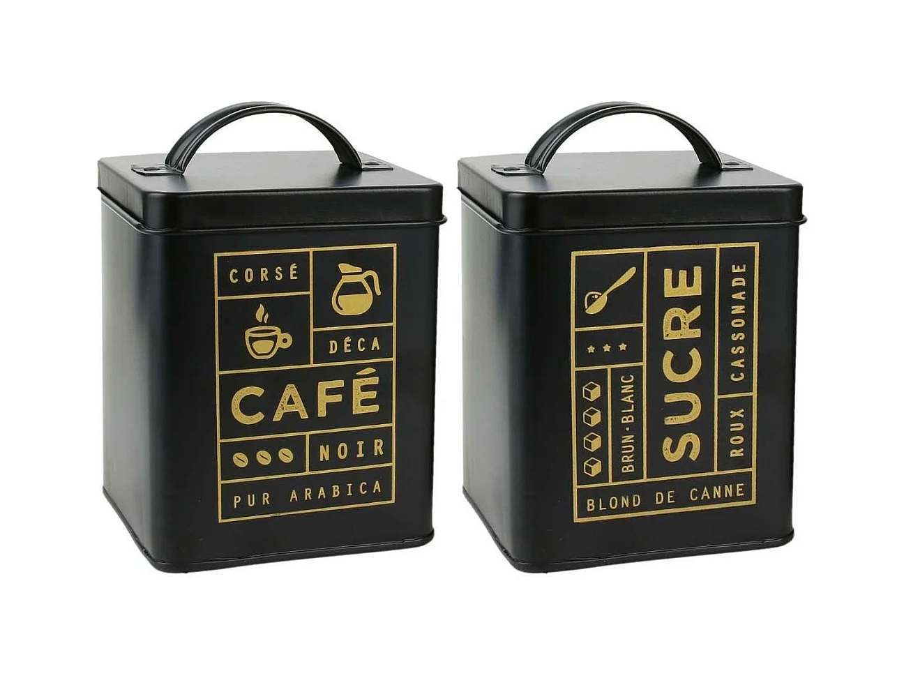 Boite en métal noir mat Nora (Lot de 2)