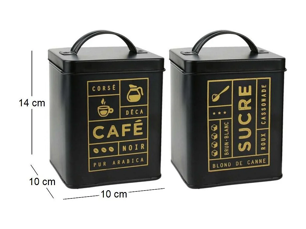 Boite en métal noir mat Nora (Lot de 2)