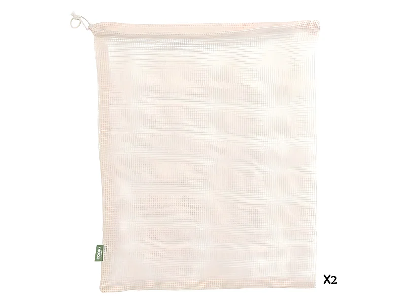 Lot de 2 Sacs Coton "Fruits Légumes" 38cm Blanc